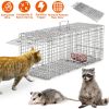 Humane Cat Trap Cage Catch Release Live Animal Rodent Cage Collapsible Galvanized Wire for Raccoons Beavers Groundhogs Foxes Armadillos