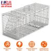 Humane Cat Trap Cage Catch Release Live Animal Rodent Cage Collapsible Galvanized Wire for Raccoons Beavers Groundhogs Foxes Armadillos