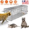 Humane Cat Trap Cage Catch Release Live Animal Rodent Cage Collapsible Galvanized Wire for Small Raccoons Beavers Groundhogs Foxes Armadillos