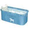 Portable Collapsible Bathtub Freestanding Soaking Shower Bath Tub Foldable Shower Stall Tub 330LBS Max Load with Inflatable Backrest and Water Seat St