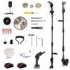 3-in-1 Cordless Electric Pole Saw & Mini Chainsaw & Grass Trimmer Kit with Adjustable Length 2Pcs 21V 1500mAh Batteries 4in/6in Chains Saw Blade 5Pcs
