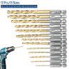 13 Pcs Hex Shank Drill Bit Set Titanium Coated Twist Drill Set High Speed Steel for Wood Plastic Aluminum Sheet