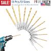 13 Pcs Hex Shank Drill Bit Set Titanium Coated Twist Drill Set High Speed Steel for Wood Plastic Aluminum Sheet
