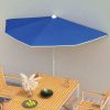 Garden Half Parasol with Pole 70.9"x35.4" Azure Blue