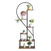 Artisasset 6 Layers Half Heart Iron Wood Suitable For Garden Balcony Patio Lawn Home Decoration Plant Stand Flower Pot Stand Iron Flower Stand Black