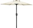 Simple Deluxe 7.5' Patio Outdoor Table Market Yard Umbrella with Push Button Tilt/Crank, 6 Sturdy Ribs for Garden, Deck, Backyard, Pool, 7.5ft, Beige