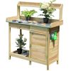 Outdoor Garden Wooden Work Station Potting Bench - as show