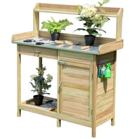 Outdoor Garden Wooden Work Station Potting Bench - as show