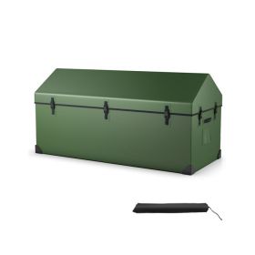 Waterproof Outdoor Storage Box with Ventilated Window, Adjustable Snap - Green