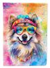 Keeshond Hippie Dawg Garden Flag Mailbox Flag Decorative Yard Flag Banner Outside Patio Artwork Yard Flower Beds, Garden Size, Multicolor