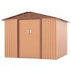 8' x 8' Outdoor Storage Shed, Metal Garden Shed with Double Sliding Doors, 4 Air Vents, Tool Storage House Shed for Yard, Patio, Lawn, Coffee