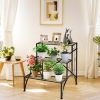 3-Tier Metal Plant Rack Garden Shelf in Stair Style - Black