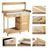 Outdoor Garden Wooden Work Station Potting Bench - as show