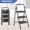 Garden Tools Portable Folding Ladder with Wide Anti-Slip Pedal - Black - Style B