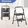 Garden Tools Portable Folding Ladder with Wide Anti-Slip Pedal - Black - Style A