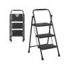 Garden Tools Portable Folding Ladder with Wide Anti-Slip Pedal - Black - Style B