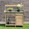 Outdoor Garden Wooden Work Station Potting Bench - as show