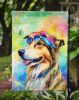 Collie Hippie Dawg Garden Flag Mailbox Flag Decorative Yard Flag Banner Outside Patio Artwork Yard Flower Beds, Garden Size, Multicolor