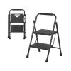 Garden Tools Portable Folding Ladder with Wide Anti-Slip Pedal - Black - Style A