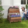 Vertical Raised Garden bed with 3 Wooden Planter Boxes - Brown