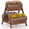 Vertical Raised Garden bed with 3 Wooden Planter Boxes - Brown