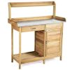 Outdoor Garden Wooden Work Station Potting Bench - as show