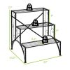 3-Tier Metal Plant Rack Garden Shelf in Stair Style - Black