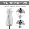 Outsunny Patio Umbrella 15' Steel Rectangular Outdoor Double Sided Market with base, Sun Protection & Easy Crank for Deck Pool Patio, Beige