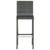 Garden Bar Stools with Cushions 4 pcs Gray Poly Rattan
