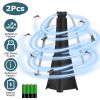 2 Pack Portable Reflective Fly Repellent Fan Rechargeable Battery Powered Table Food Fly Fan with Pattern Soft-Stop Blade Hanging Hook Indoor Outdoor