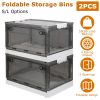 2 Packs Foldable Storage Bins Collapsible Storage Box Organizer Stackable Toy Container with Double Doors Top Lid Rolling Wheels for Clothes Toys Book