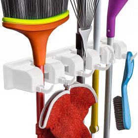 Mop And Broom Holder Garden Tool Organizer (Option: ColorWhite)