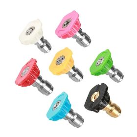 7pcs 1/4 inch Quick Connect High Pressure Washer Gun Spray Nozzle Tips 4000 Psi Cleaning Accessories Lance car cleaning (Option: ColorColorless)
