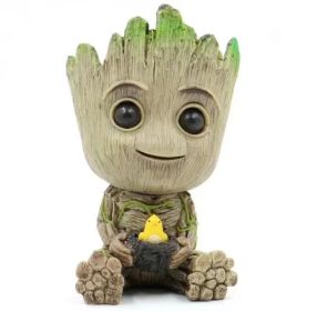 Galaxy Guard Flower Pot; Little Tree Man Bird's Nest; Flower Tree Man Baby Car Accessories; Bagged Handmade (Option: colourSmall Tree Man Holding Bird's Nest (Bagged))