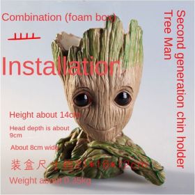 Galaxy Guard Flower Pot Tree Man Grute Baby Tree Man PVC Handmade Ornament (Option: colourIn a foam paper box with 3 denture chin)