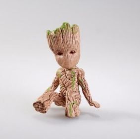 Galaxy Guard Flower Pot Tree Man Grute Baby Tree Man PVC Handmade Ornament (Option: colourSitting Little Tree Man Bag Brown)
