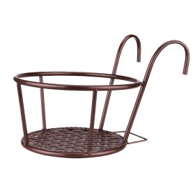 Hanging Railing Planters Flower Pot Holders Metal Planter Racks Fence Potted Stand Mounted Round Plant Baskets Container for Indoor Outdoor Use (Option: ColorBronze)