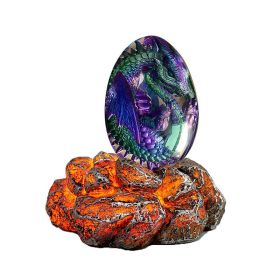 1 Set Lava Dragon Egg Crystal Transparent Resin Statue Luminous Dinosaur Eggs Souvenir Resin Craft Ornamental Home Decor Gifts (Option: Colorpurple-luminous base)