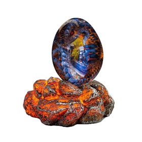 1 Set Lava Dragon Egg Crystal Transparent Resin Statue Luminous Dinosaur Eggs Souvenir Resin Craft Ornamental Home Decor Gifts (Option: Colorblue-luminous base)