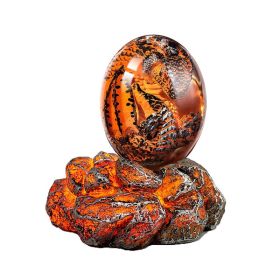 1 Set Lava Dragon Egg Crystal Transparent Resin Statue Luminous Dinosaur Eggs Souvenir Resin Craft Ornamental Home Decor Gifts (Option: Colorred-luminous base)