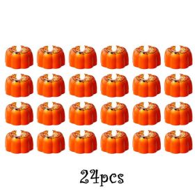 12/24pcs Halloween Pumpkin Candle Light Pumpkin Lantern Lamp Ornaments Ghost Festival Props Halloween Party Supplies Home Decor (Option: Color24pcs Type B)