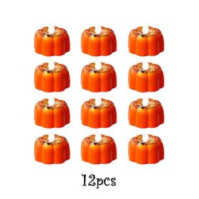 12/24pcs Halloween Pumpkin Candle Light Pumpkin Lantern Lamp Ornaments Ghost Festival Props Halloween Party Supplies Home Decor (Option: Color12pcs Type B)