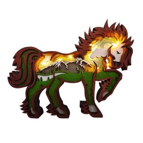 Wooden Animal Wolf Statue Creativity Wolf Totem Office Home Decorate Crafts Christmas Gift North Forest Elk Brown Wolf Ornaments (Option: ColorHorse)