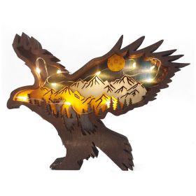 Wooden Animal Wolf Statue Creativity Wolf Totem Office Home Decorate Crafts Christmas Gift North Forest Elk Brown Wolf Ornaments (Option: ColorEagle)
