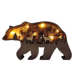 Wooden Animal Wolf Statue Creativity Wolf Totem Office Home Decorate Crafts Christmas Gift North Forest Elk Brown Wolf Ornaments (Option: ColorBear)