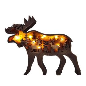 Wooden Animal Wolf Statue Creativity Wolf Totem Office Home Decorate Crafts Christmas Gift North Forest Elk Brown Wolf Ornaments (Option: ColorDeer)