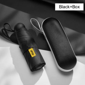Five-Folding Portable Sun Umbrella Small Mini Protection Uv Fold Umbrella Pocket Capsule Sunshade Umbrella Outdoor Camp Parasol (Option: ColorBlack with box)