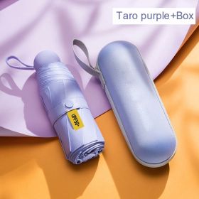 Five-Folding Portable Sun Umbrella Small Mini Protection Uv Fold Umbrella Pocket Capsule Sunshade Umbrella Outdoor Camp Parasol (Option: ColorPurpie with box)