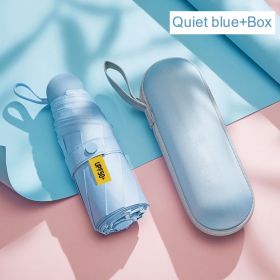 Five-Folding Portable Sun Umbrella Small Mini Protection Uv Fold Umbrella Pocket Capsule Sunshade Umbrella Outdoor Camp Parasol (Option: ColorBlue with box)