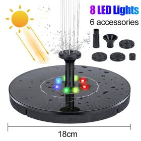 18/16/13cm Solar Water Fountain Colorful Fountain Floating Solar Powered Pool Pond Waterfall Fountain Pump Garden Outdoor Decor (Option: Color18 colorful led)